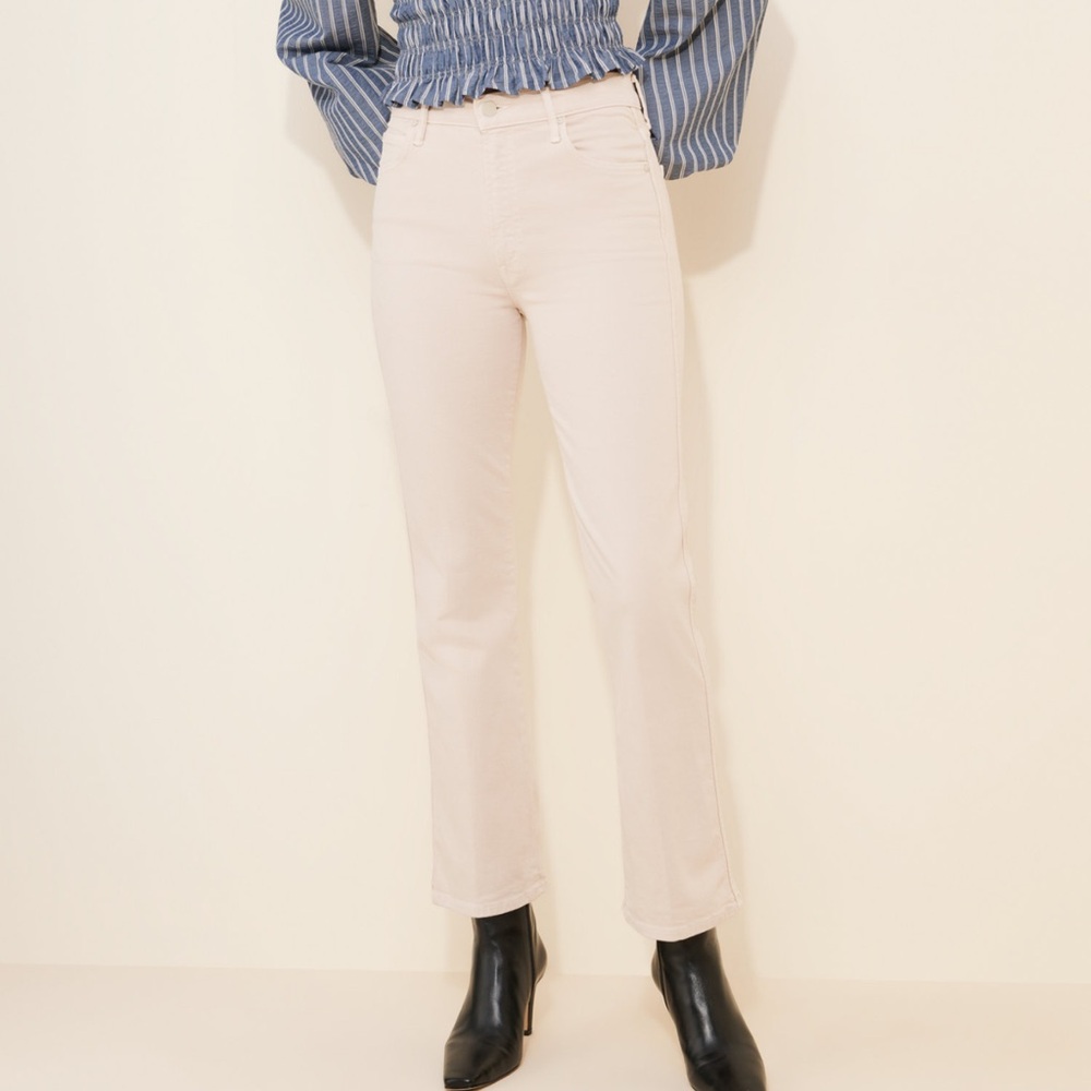 MOTHER Straight Leg Jeans in Soft Cream